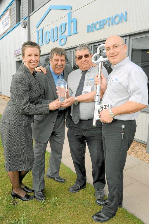From left, Maxine Chapman of MAS, Carl Chinn and directors at Arthur Hough and Sons Brian Appleby and Richard Evans